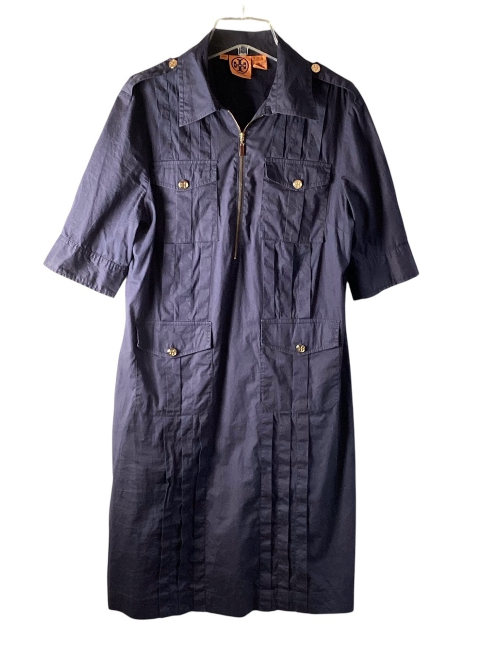 Tory Burch Navy Dress with Orange Logo Tag